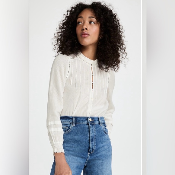 FAHERTY Willa Top - White Women size XS long sleeve button down $158.00* New WT - Picture 7 of 12